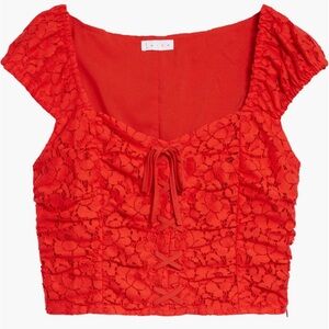 Leith Lace-Up Lace Crop Top Small
RED BLOOM Lace-Up Blouse Nordstrom